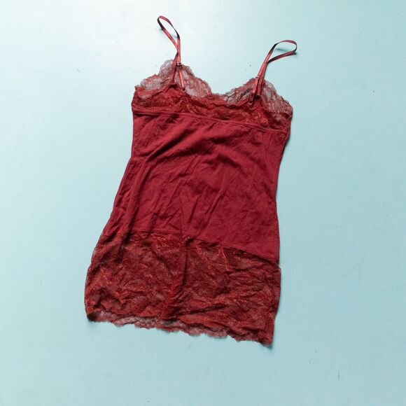 NWT White House Black Market Red Y2K Lace Trim Cami Tank Top Size Small - Picture 5 of 7